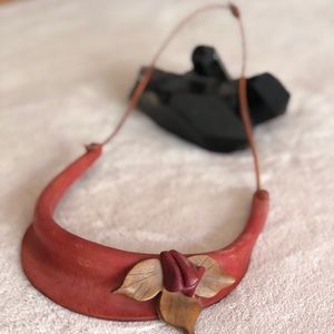 Floral Leather Necklace